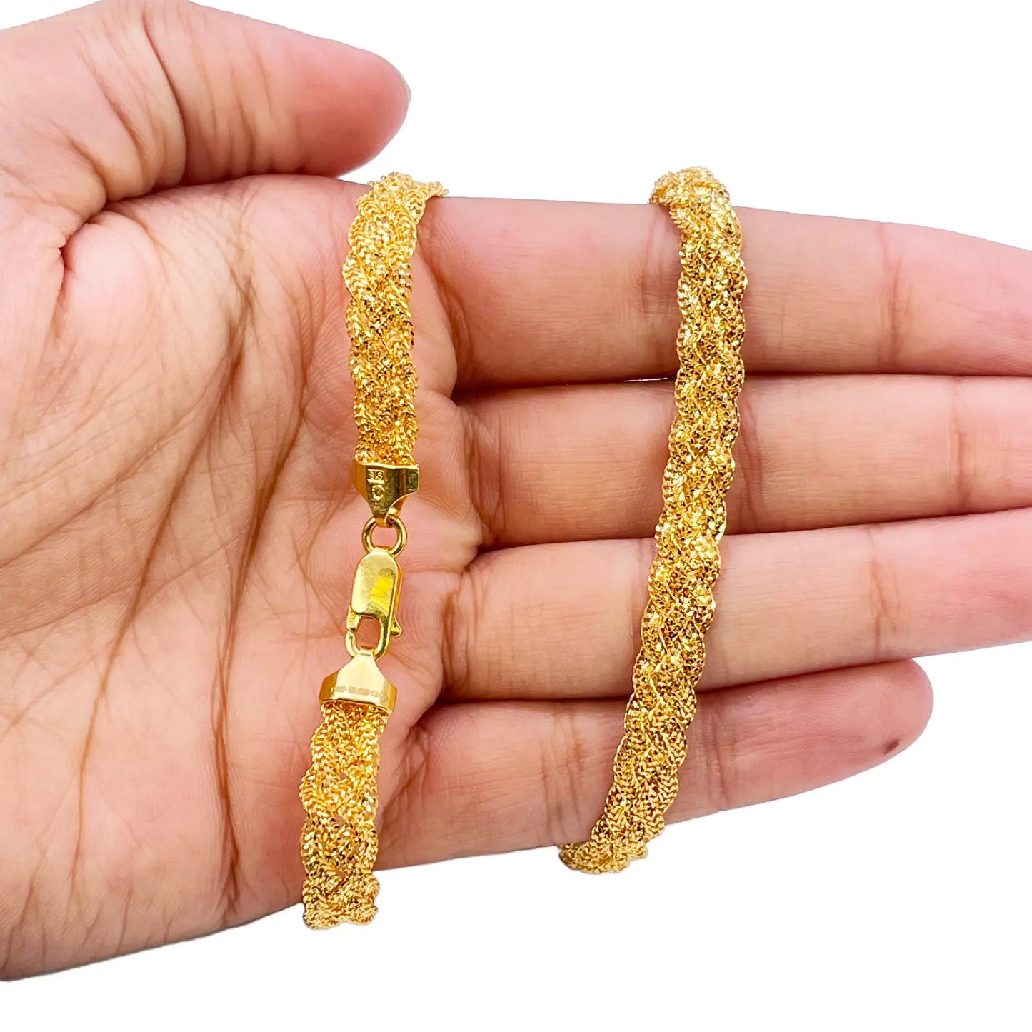 22ct Gold Braided Necklace Filigree 18.5 inches 6.5mm Width 
