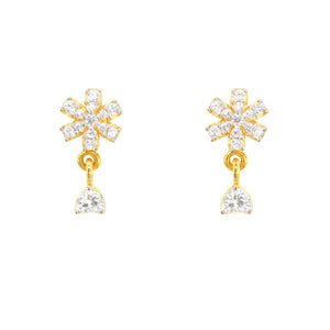22ct Gold Cubic Zirconia Cluster Floral Stud Earrings Sparkle Design 13x6.5mm  Gold earring