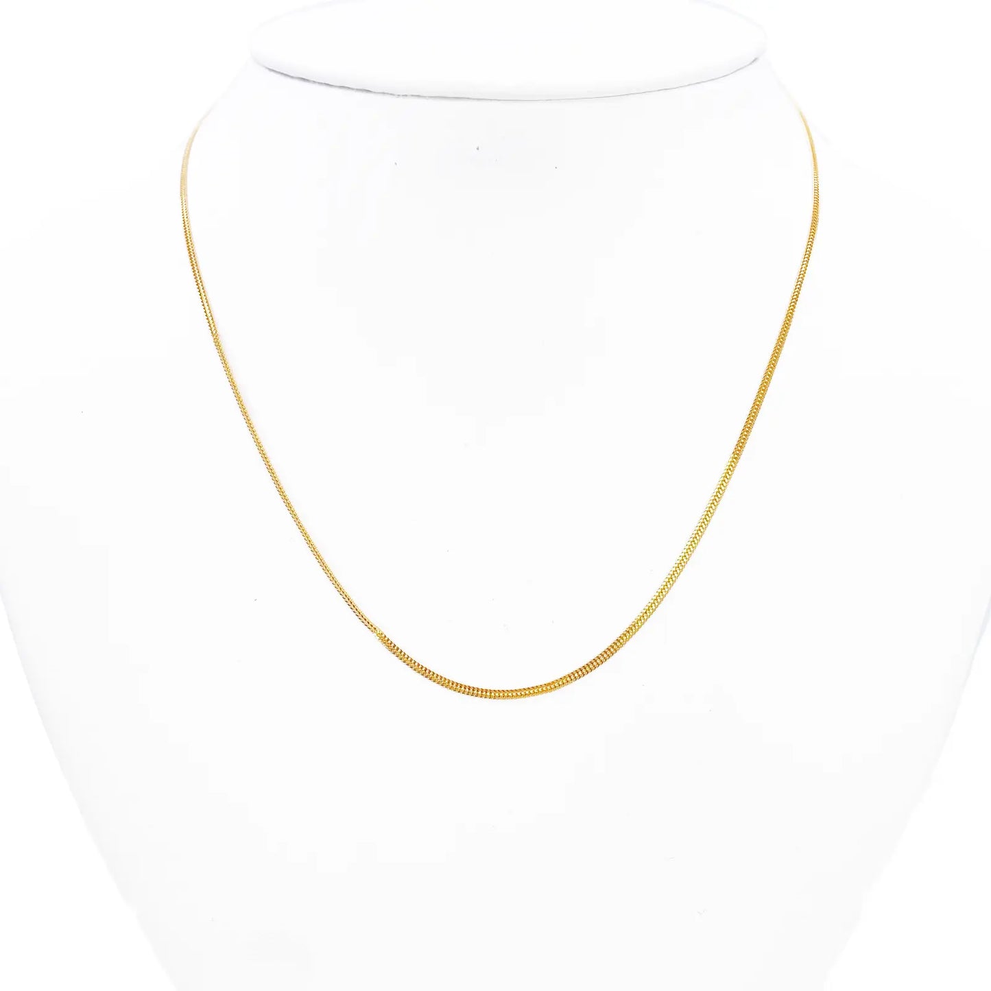 22ct Gold Herringbone Chain Lightweight Flat Necklace 16 Inches 1.3mm Width 