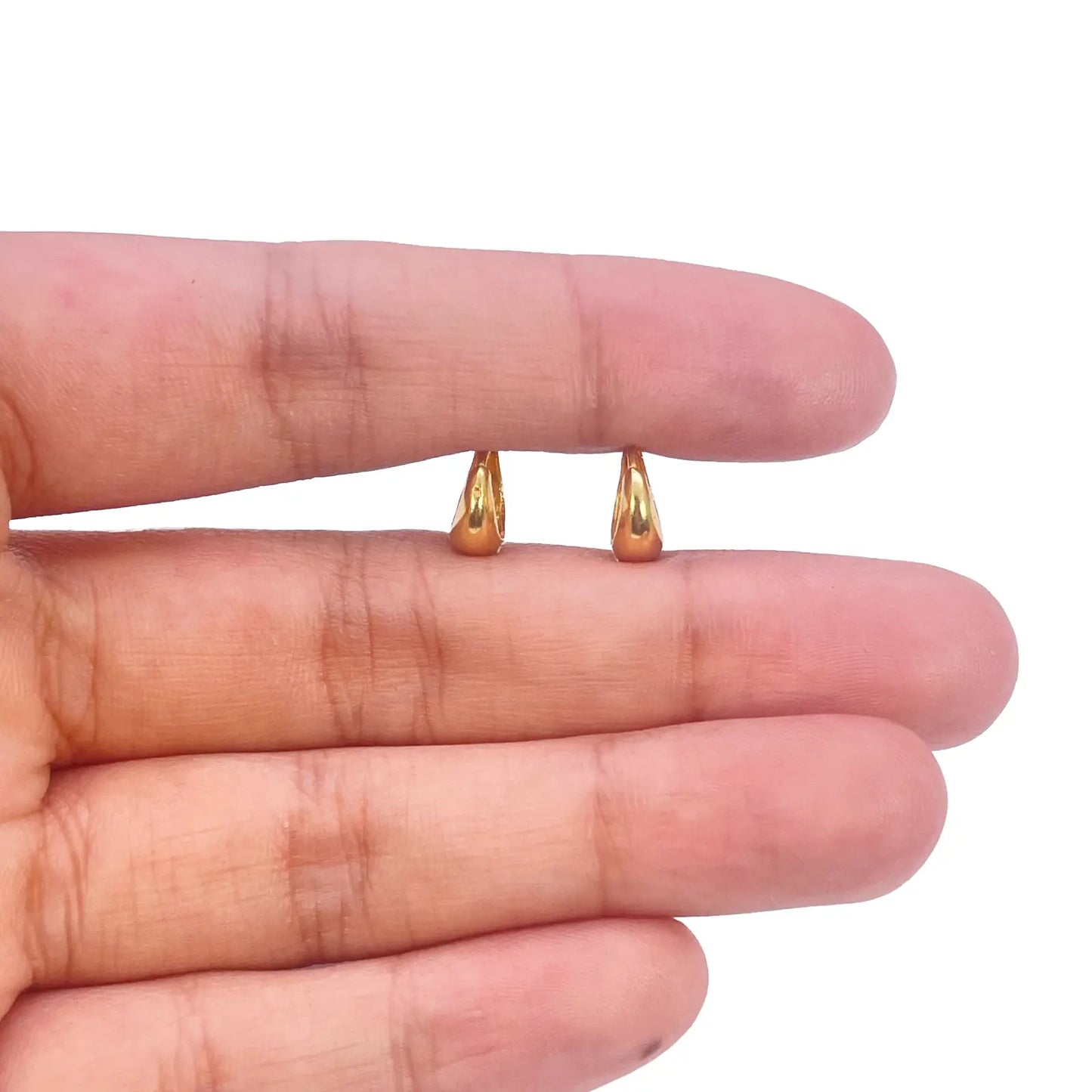 22ct Gold High-Polish Mini Huggie Hoop Earrings, 6.7mm Diameter  Gold Earrings