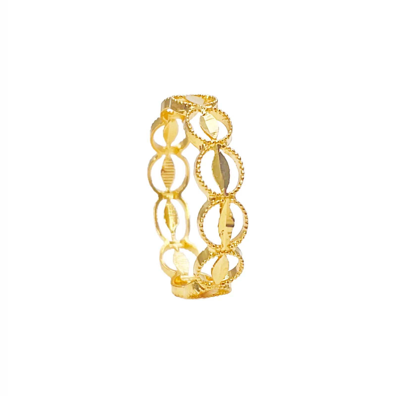 22ct Gold Milgrain Leaf Floral Band Ring ? 4.6mm Wide  Gold Ring