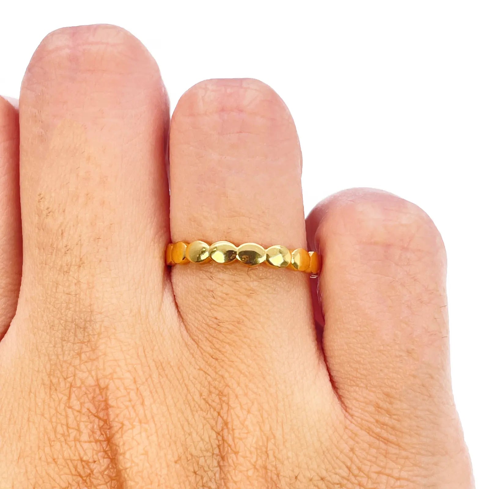 22ct Gold Pebble Dot Ring High Polished 2.7 mm Width Size M 