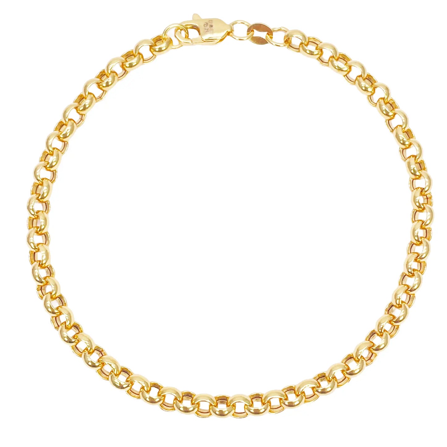 22ct Gold Rolo Bracelet High Polished Lightweight 7.5 Inches 4.9mm 