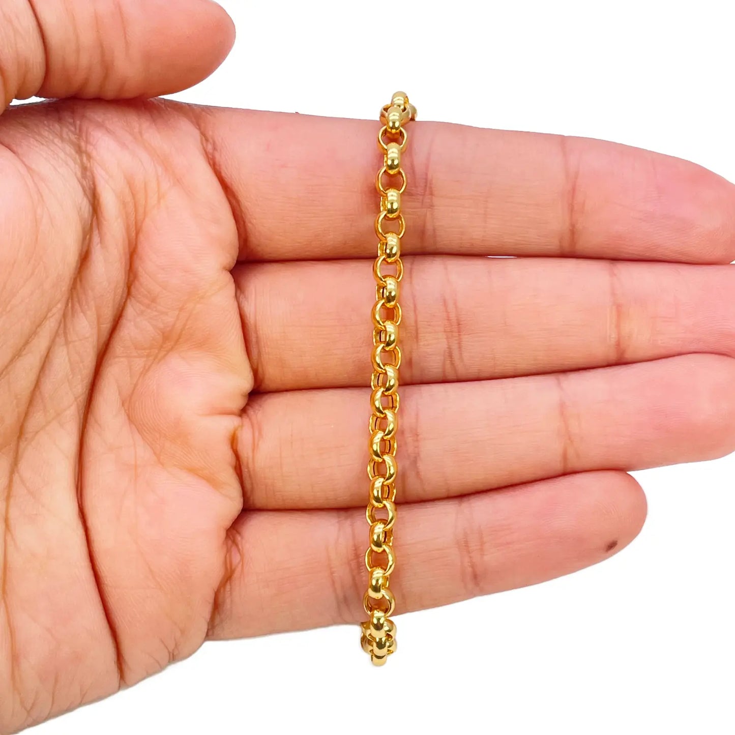 22ct Gold Rolo Bracelet High Polished Lightweight 7.5 Inches 4.9mm 