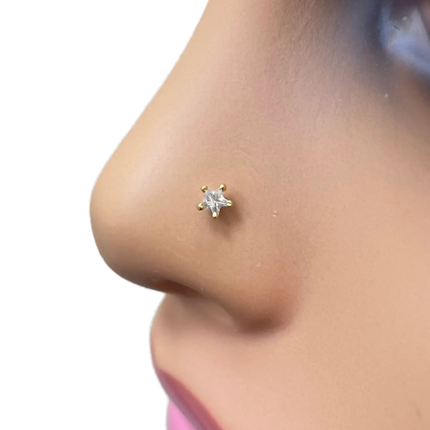 22ct Gold Star Tiny Nose Stud/Pin 3.8mm Width 