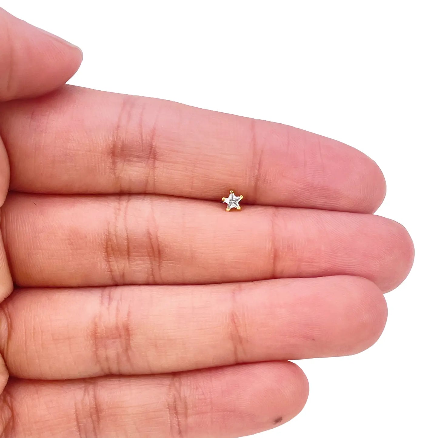 22ct Gold Star Tiny Nose Stud/Pin 3.8mm Width 