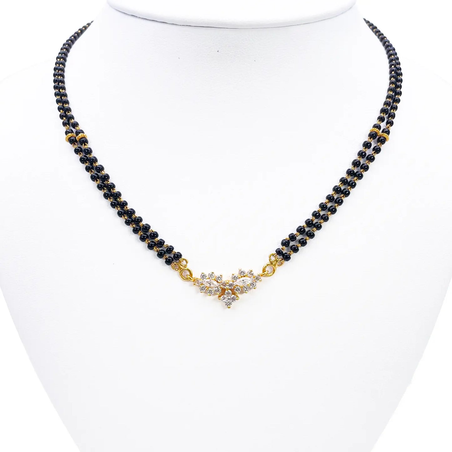 22ct Yellow Gold 2 Strand Sparkly Beaded Mangalsutra Necklace 16Inches  Mangalsutra Chains