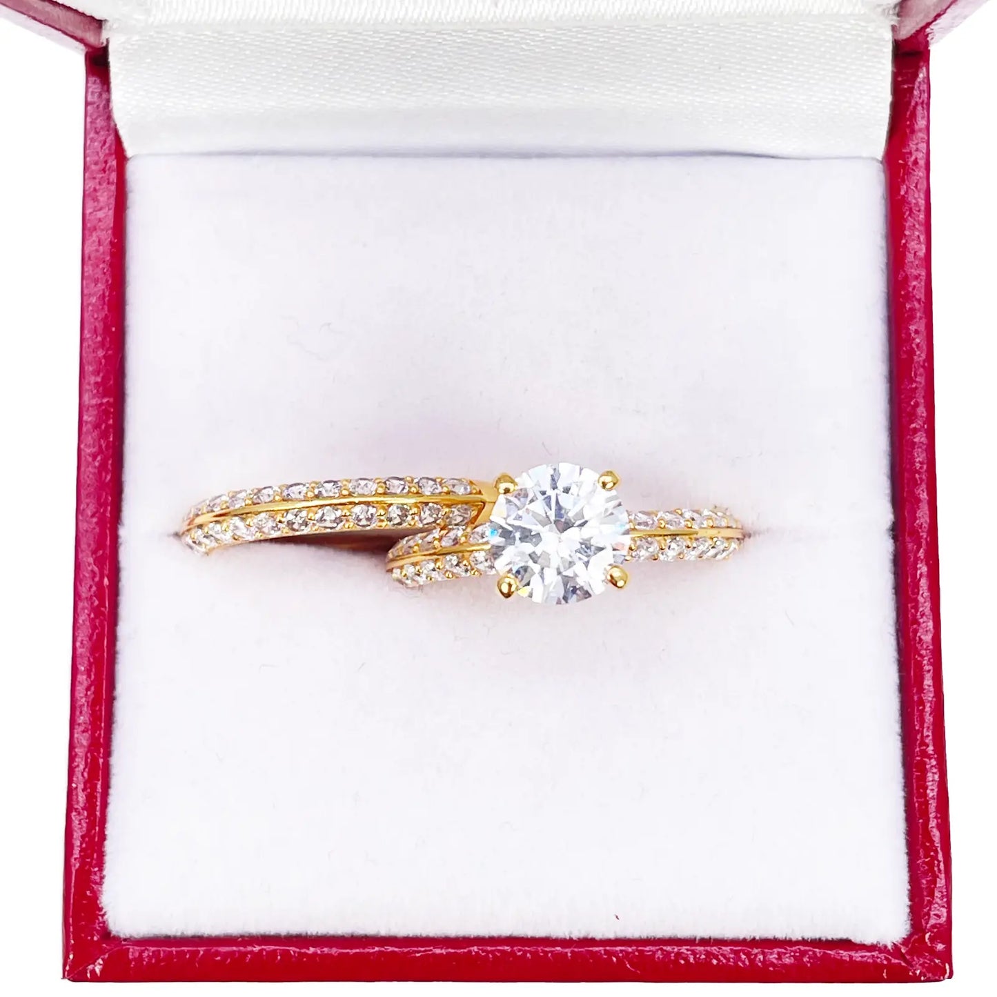 22ct Yellow Gold 4-Claw Half Eternity Engagement Ring & Matching Band 