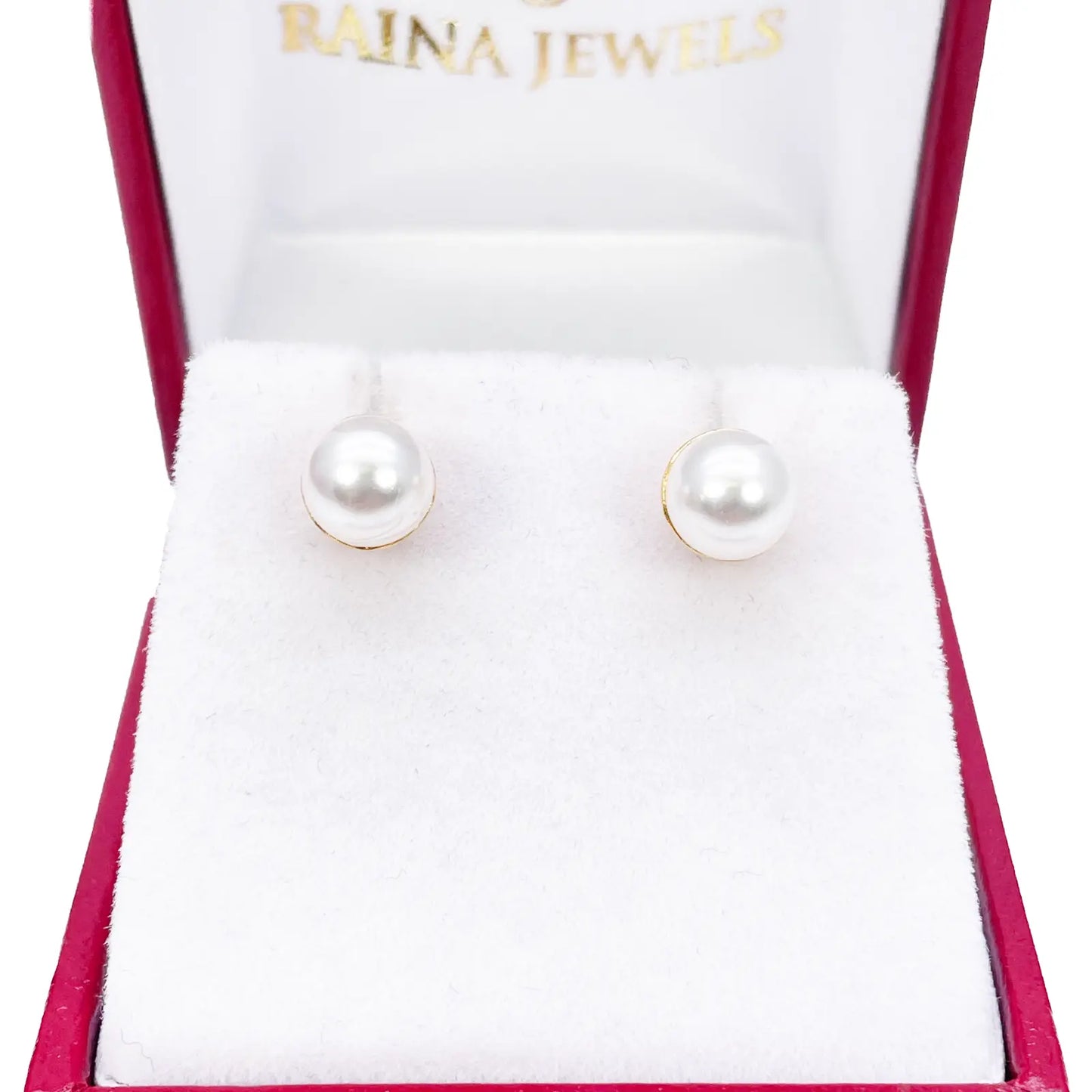 22ct Yellow Gold Beautiful Ladies Pearl Stud Earrings Set 6 mm 