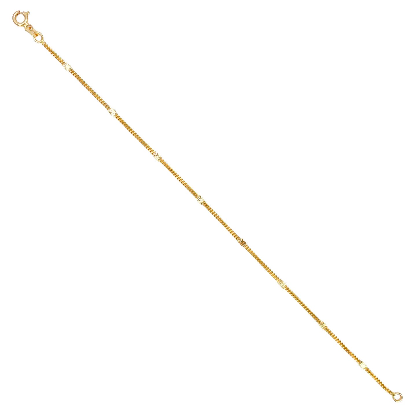 22ct Yellow Gold Curb Chain Bracelet with Diamond Cut Detail Links 7 Inches 