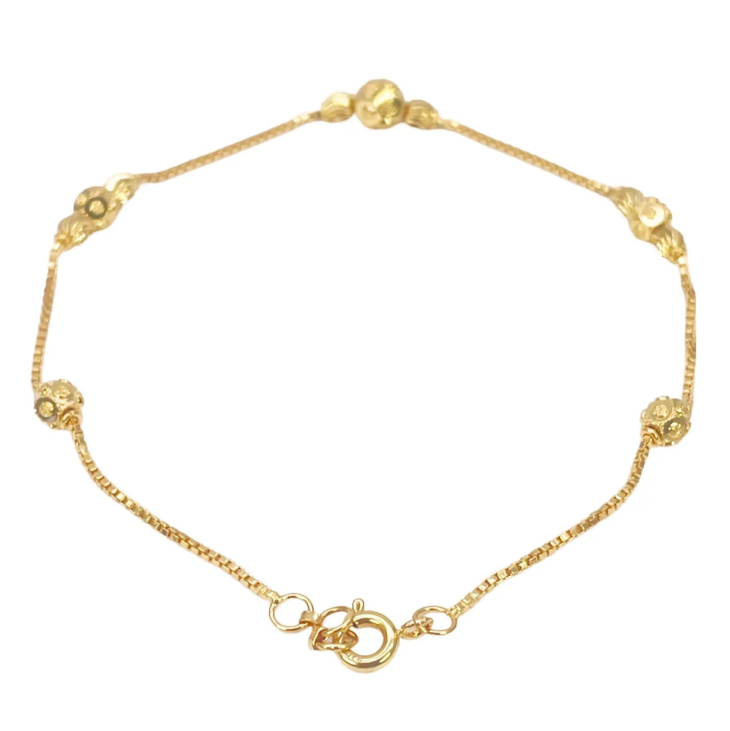 22ct Yellow Gold Diamond Cut Gold Beaded Bracelet 8 inches 