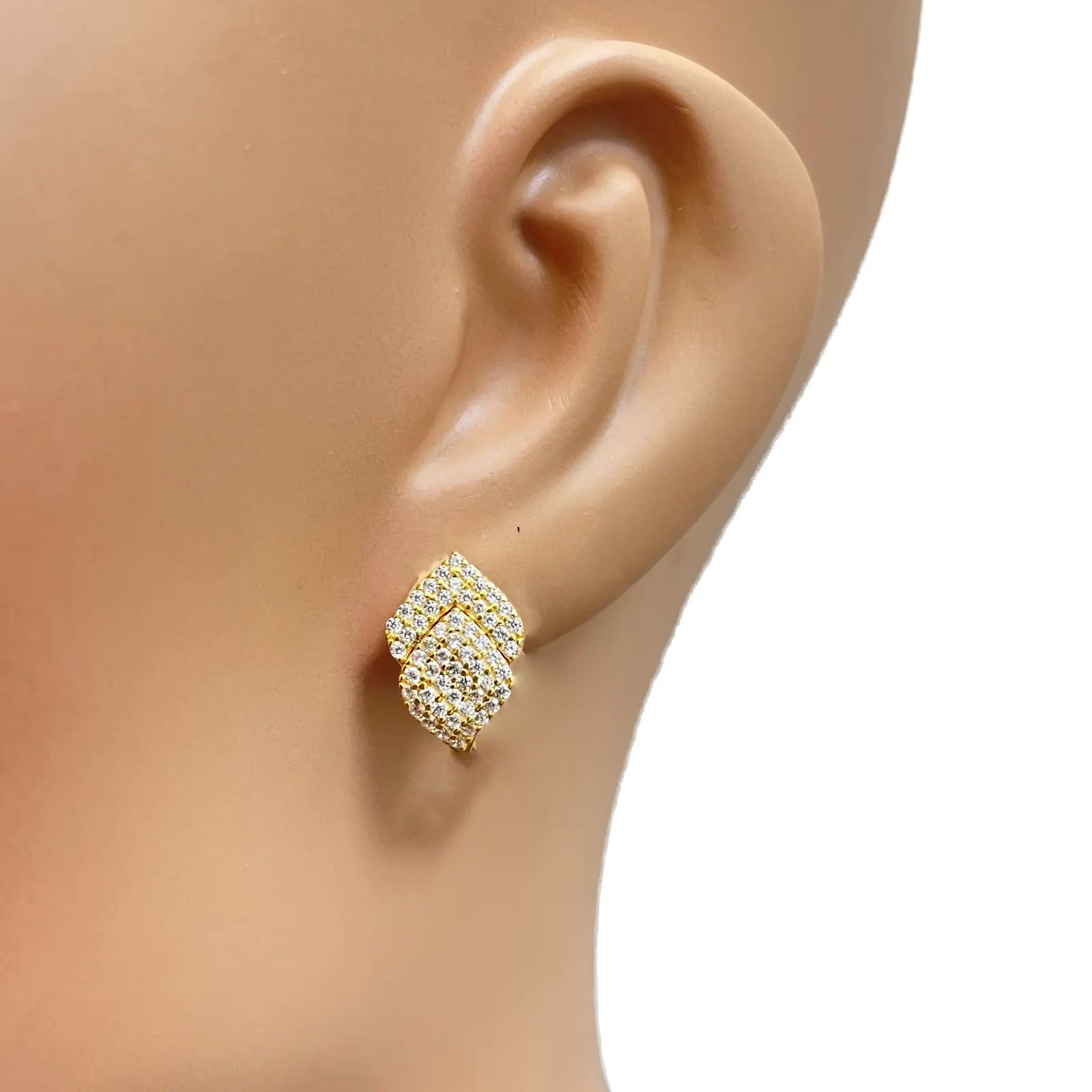 22ct Yellow Gold Fancy Cubic Zirconia Hoop Huggie Earrings 8mm Inside Diameter 