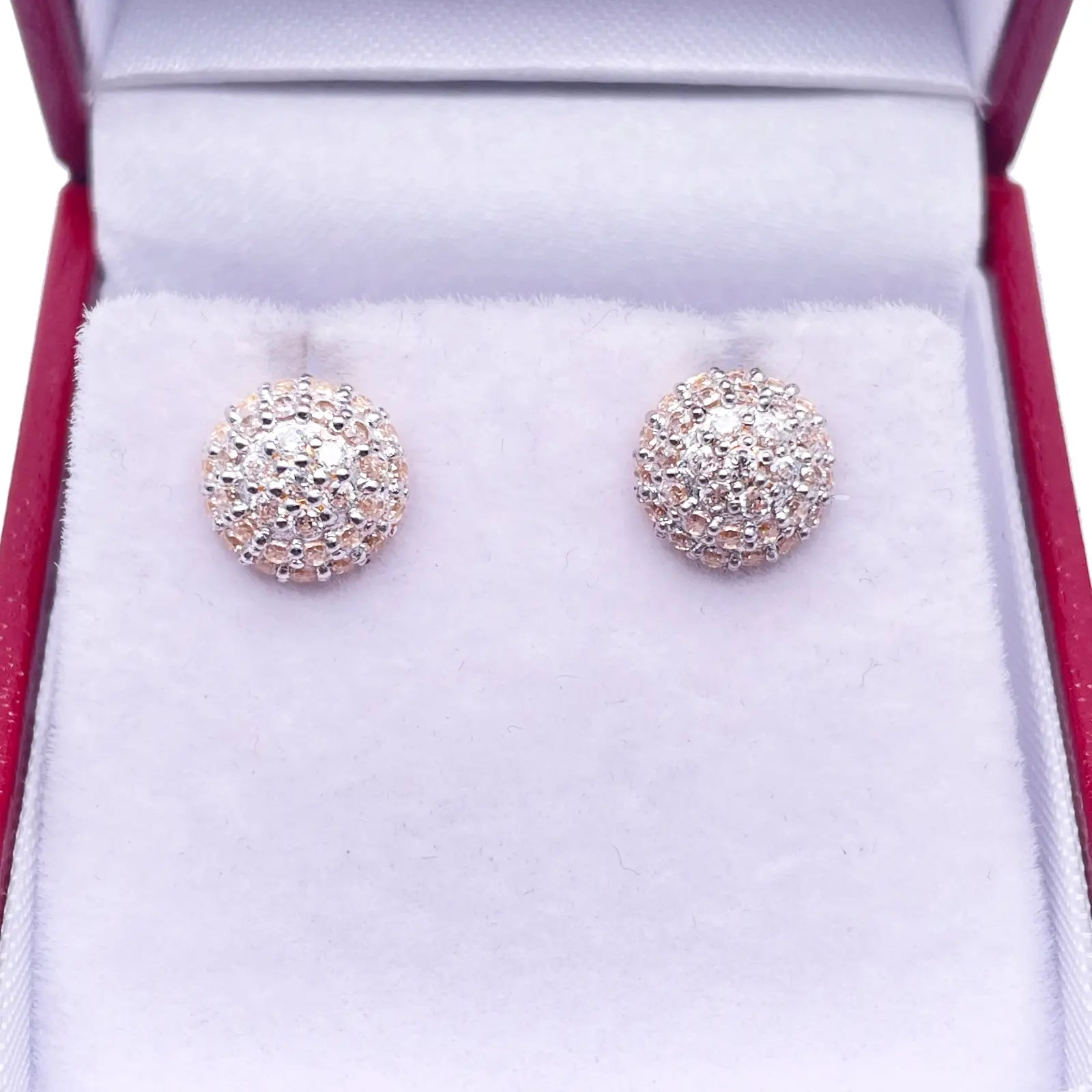 22ct Yellow Gold Fancy Cubic Zirconia Sparkly Dome Earrings 