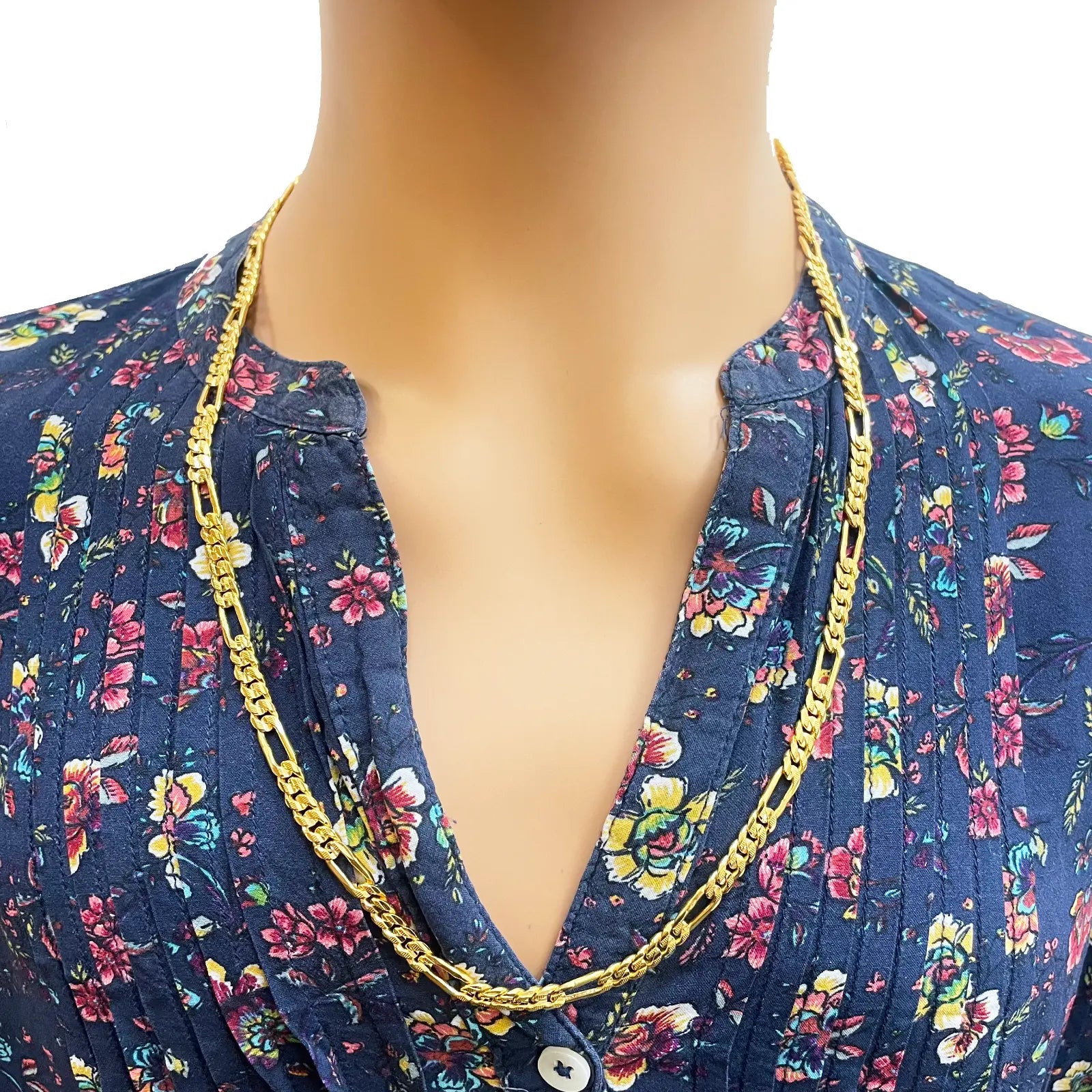 22ct Yellow Gold Figaro Men's Chain 24.4'' inches 5mm Width 