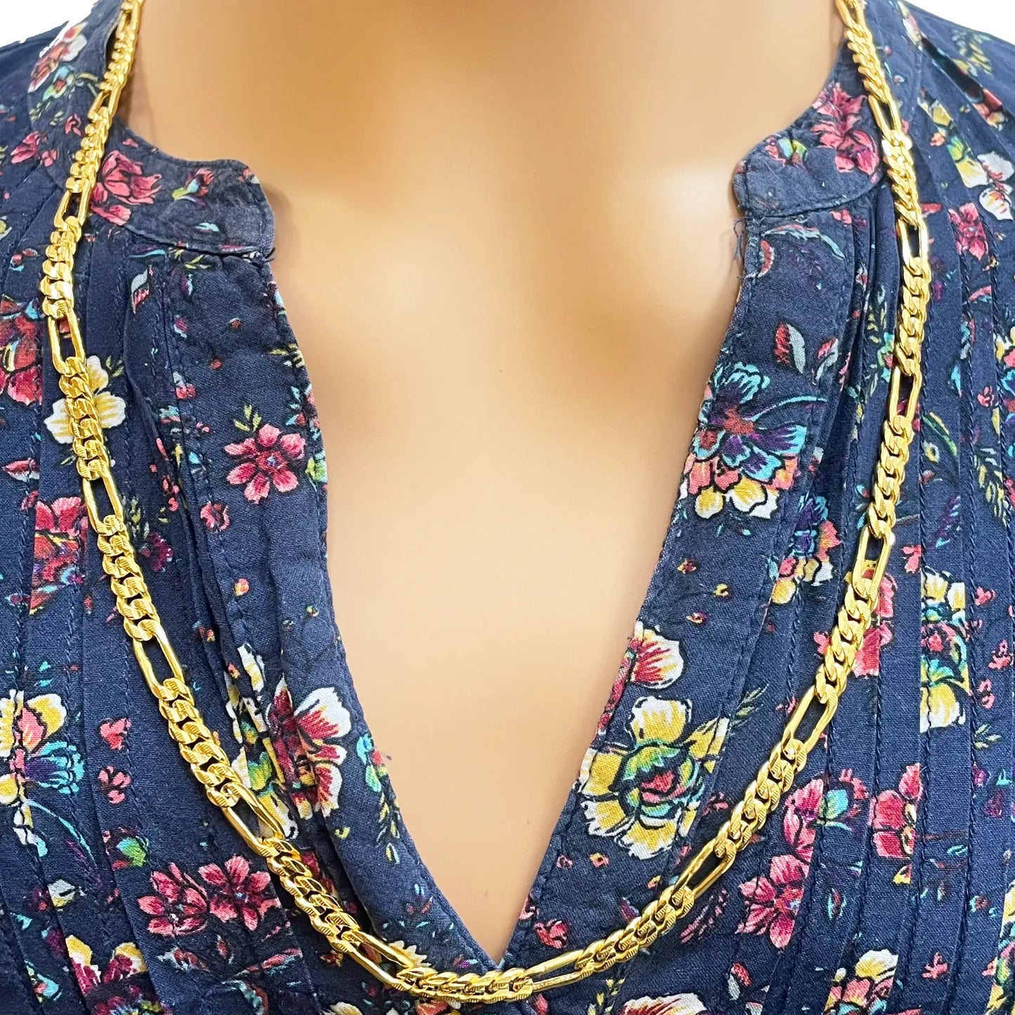 22ct Yellow Gold Figaro Men's Chain 24.4'' inches 5mm Width 