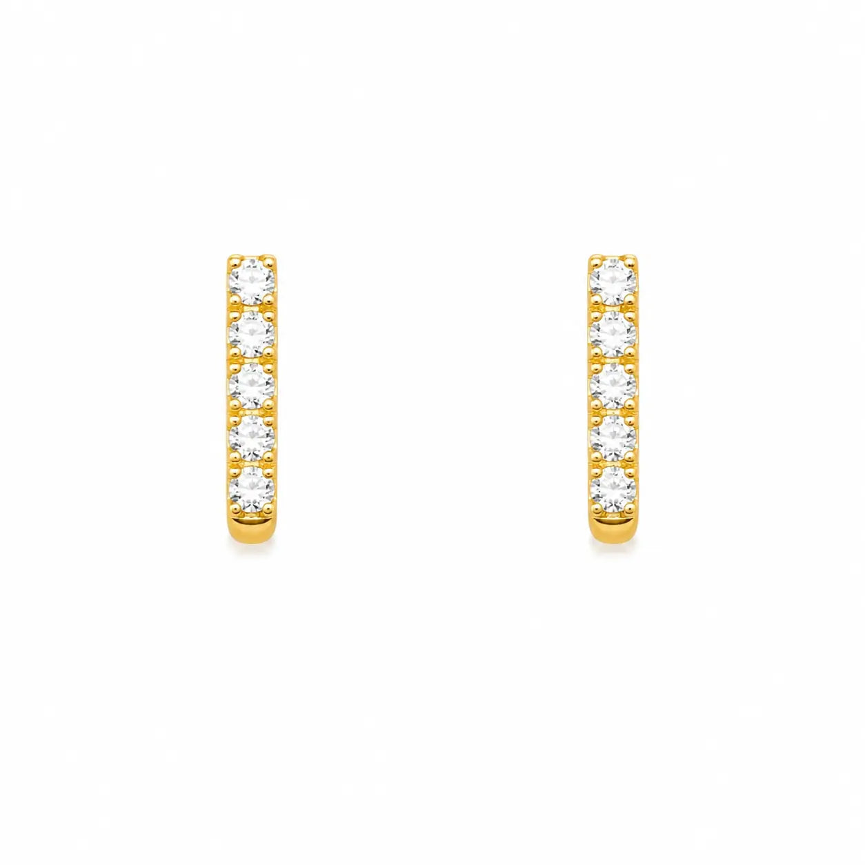 22ct Yellow Gold Five Stone Cubic Zirconia Half Hoop Childrens Earrings 10.6mm  Children's gold earring