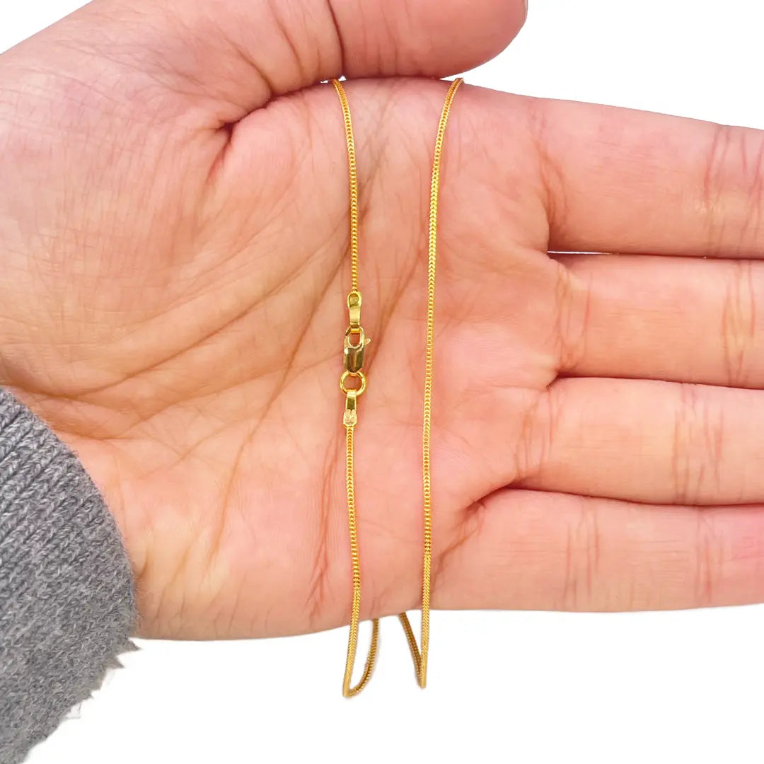 22ct Yellow Gold Foxtail Chain Necklace 18 Inches 0.8mm Width 