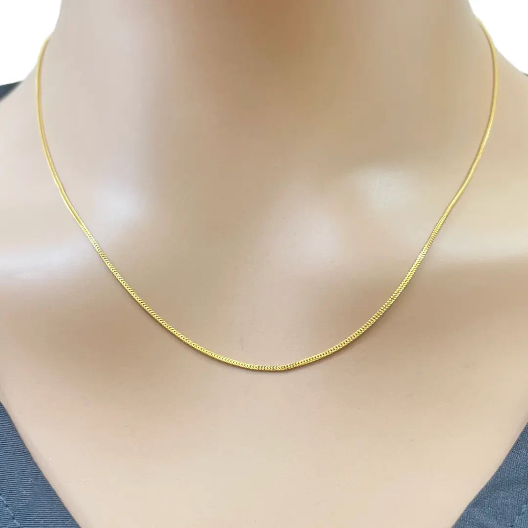 22ct Yellow Gold Foxtail Chain Necklace 18 Inches 0.8mm Width 