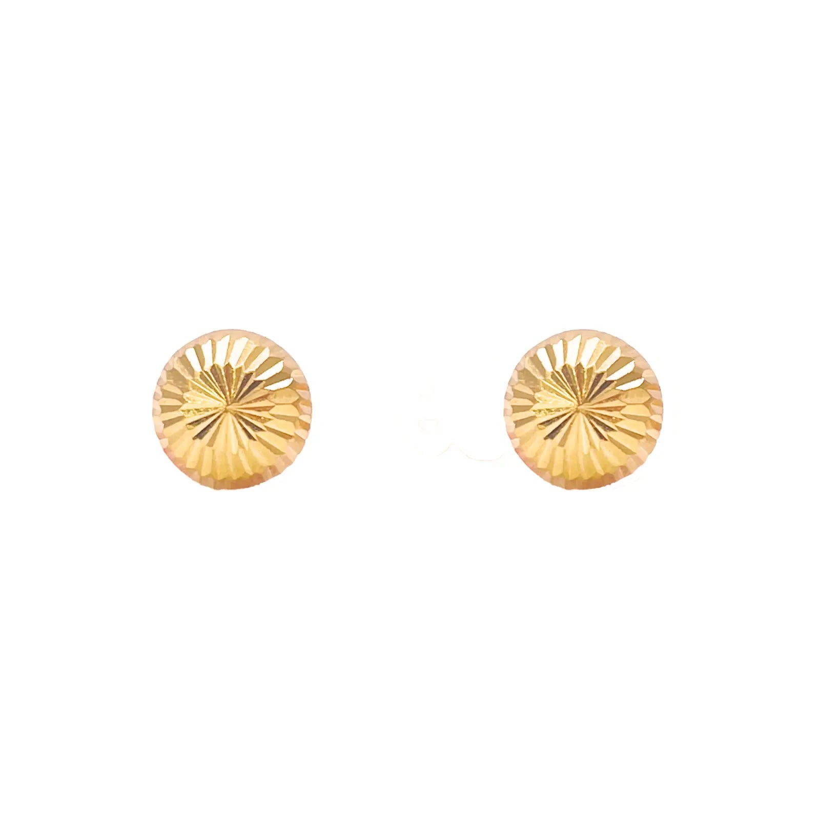 22ct Yellow Gold High Polished Diamond Cut Half Ball Stud Earrings 7mm  Gold earring