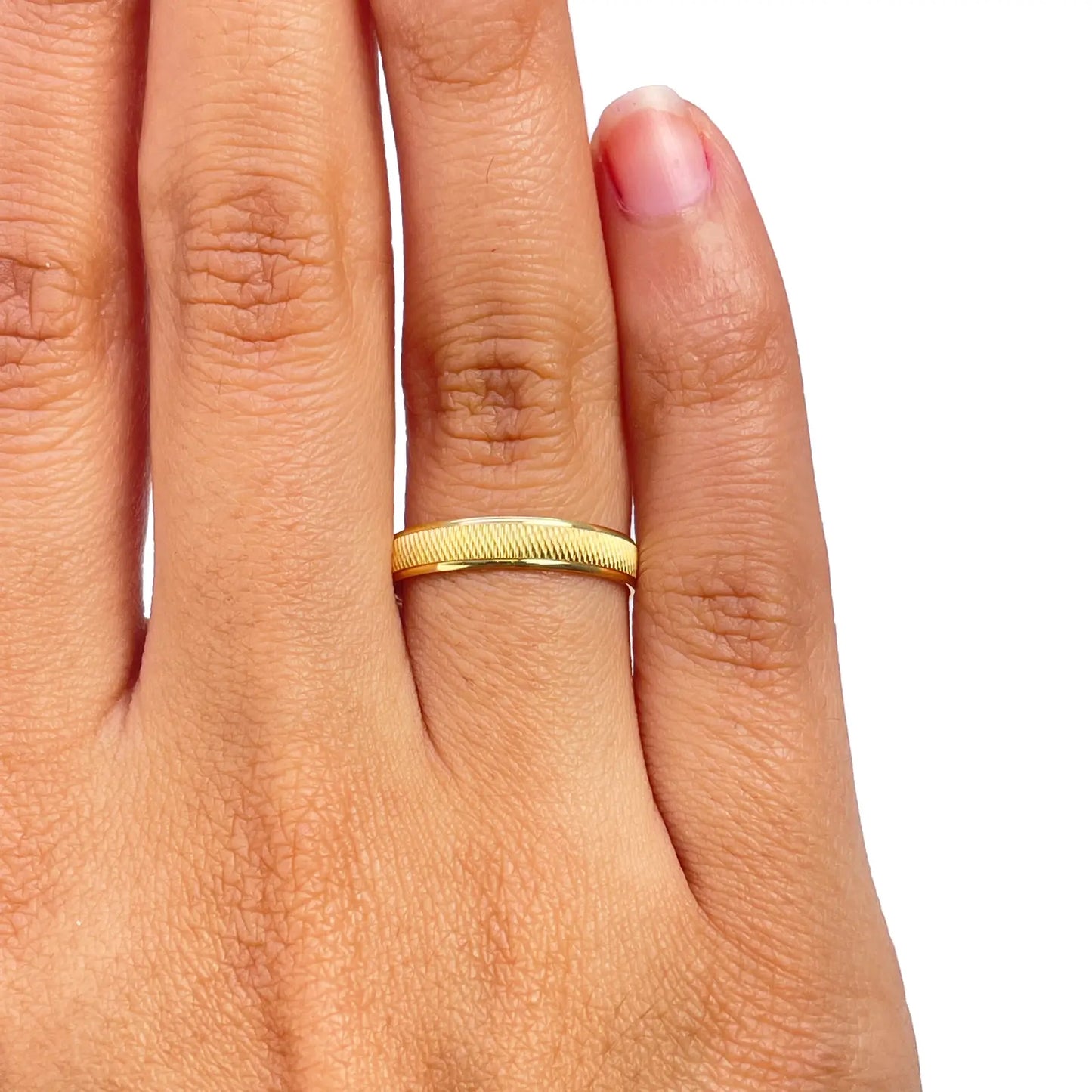 22ct Yellow Gold High Polished & Textured Women's Wedding Band 3.5mm  Gold Ring