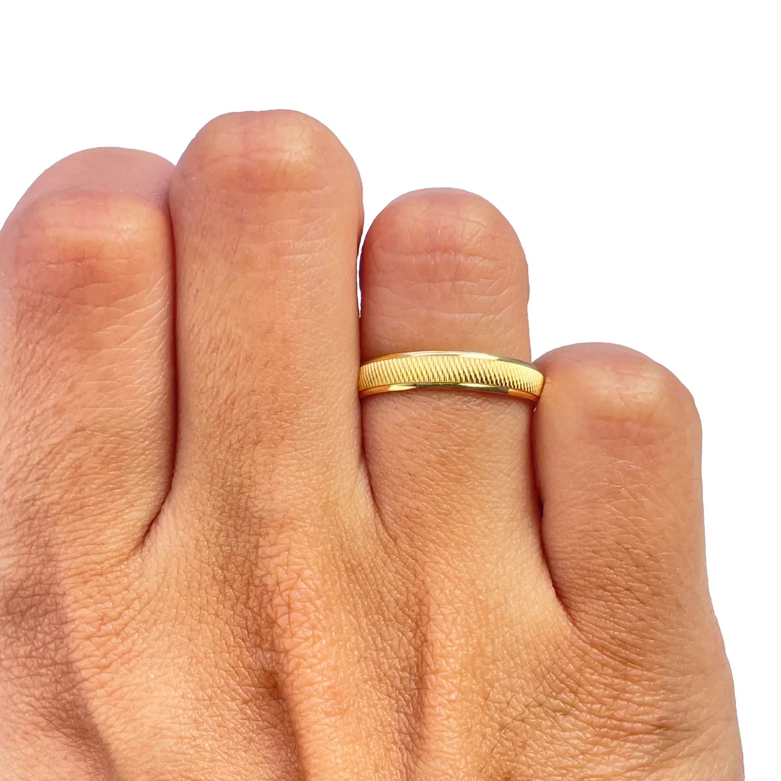 22ct Yellow Gold High Polished & Textured Women's Wedding Band 3.5mm  Gold Ring