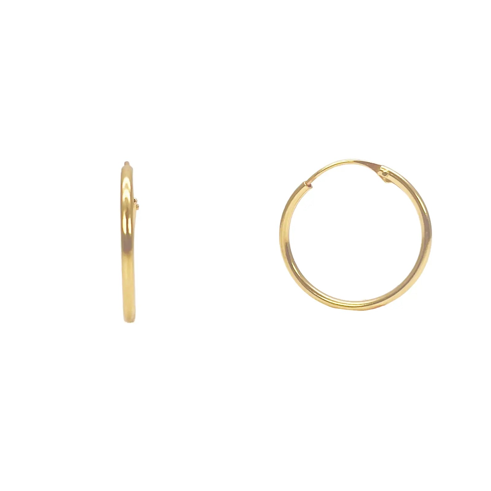 22ct Yellow Gold Pair Of Plain High Polished Hoop Earrings 15.5mm  Diamond Bracelets