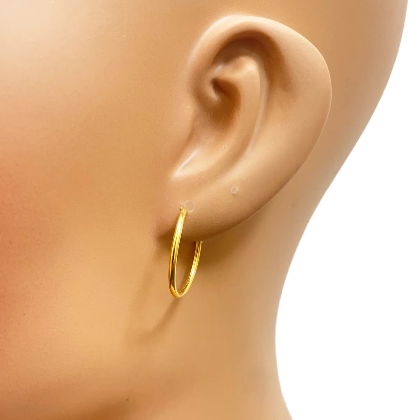 22ct Yellow Gold Pair Of Plain High Polished Hoop Earrings 15.5mm  Diamond Bracelets
