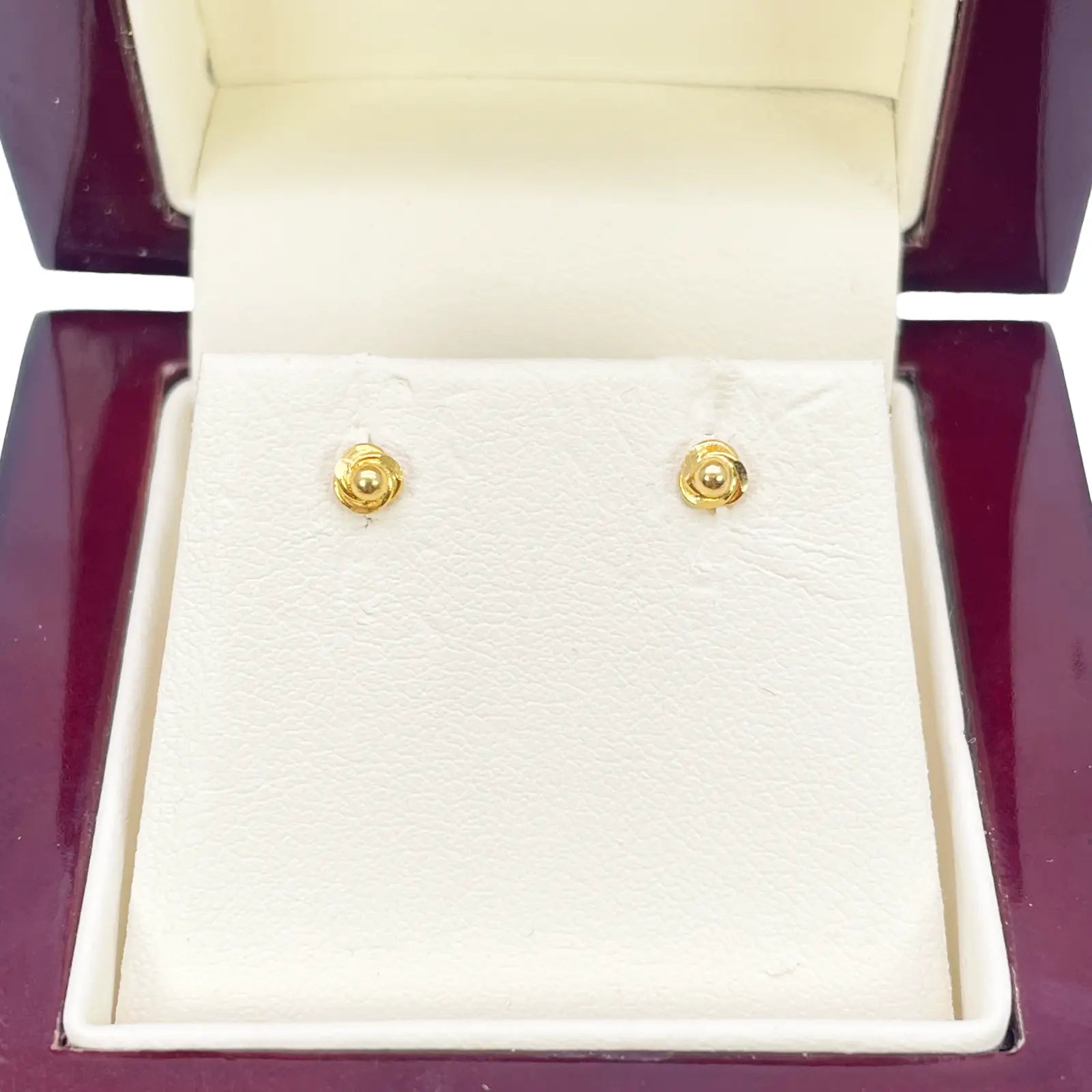 22ct Yellow Gold Plain High Polished Rose Children's Earrings 3.5mm Width 