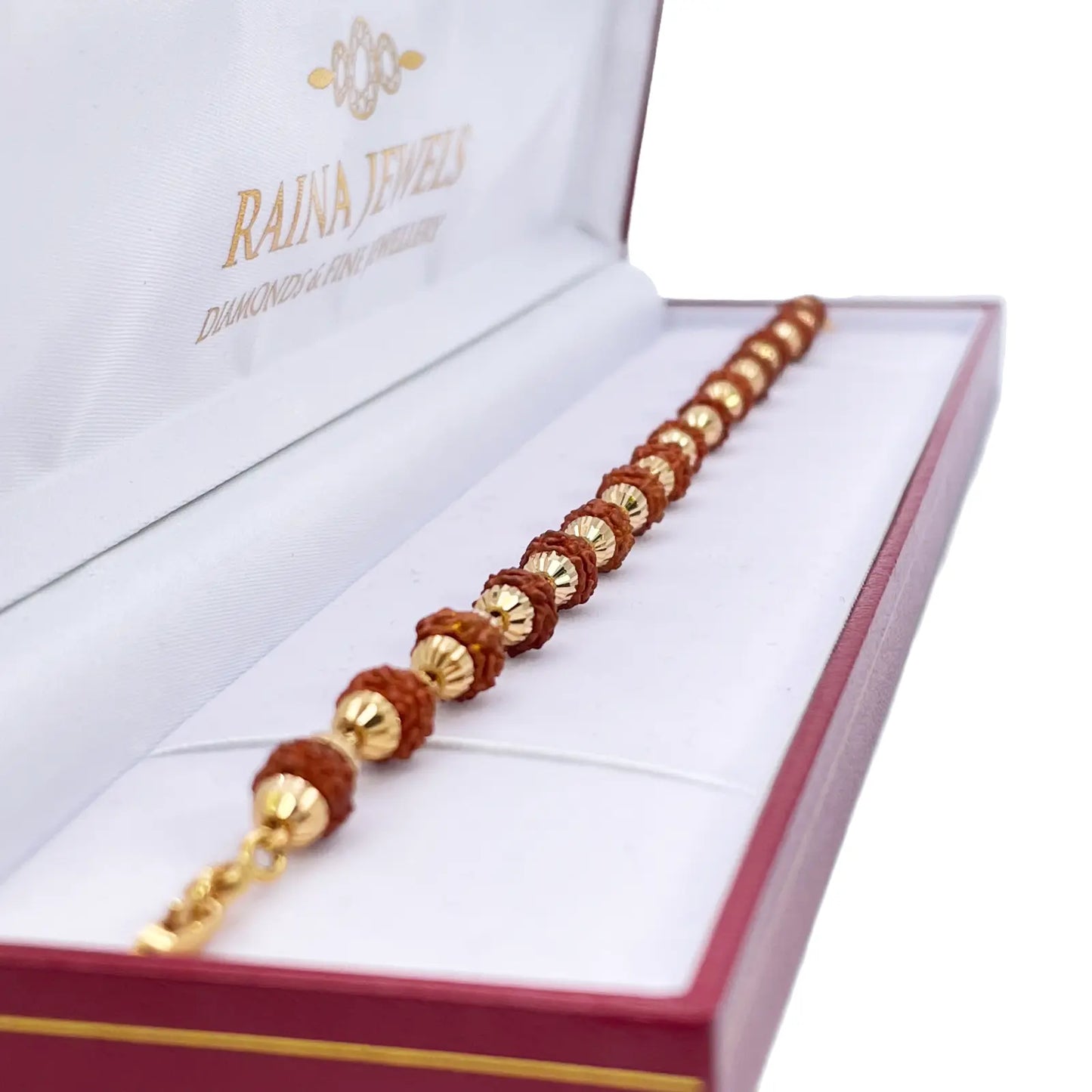 22ct Yellow Gold Rudraksha Bracelet 8 Inches 