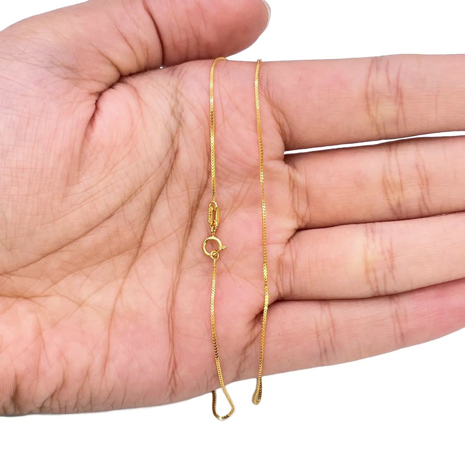 22ct Yellow Gold Solid Foxtail Chain Necklace 20''inches 0.6mm Width 
