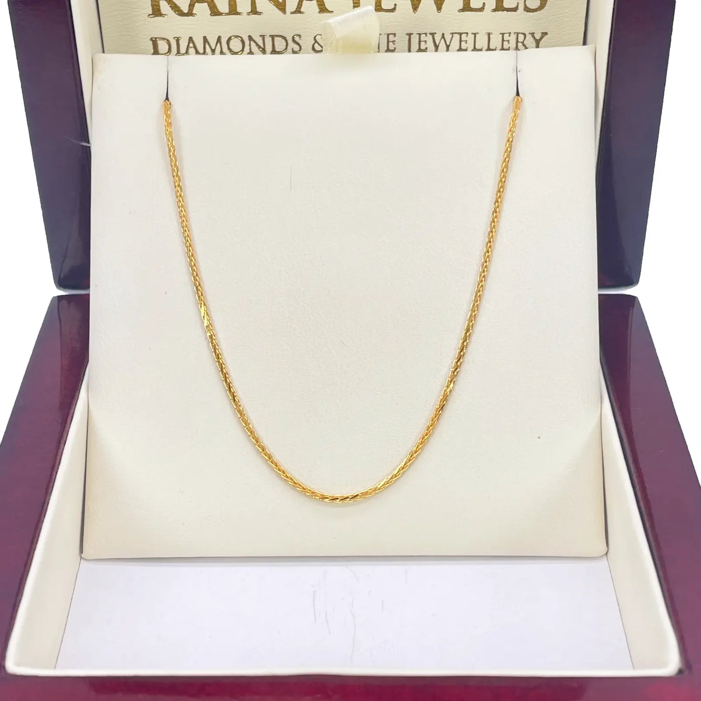 22ct Yellow Gold Spiga Chain Necklace 18'' inch 1.2mm Width 