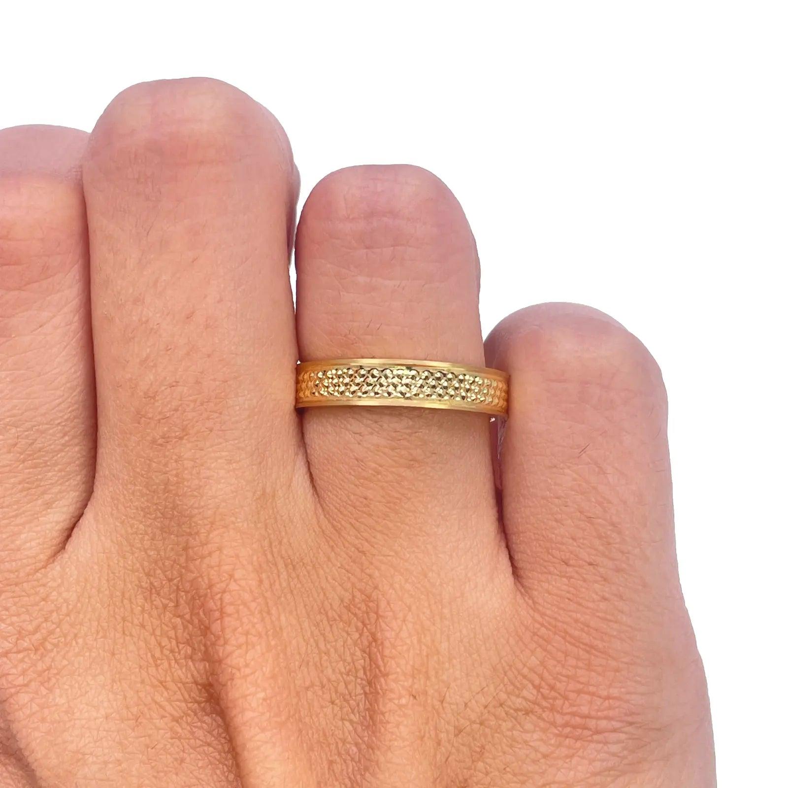 22ct Yellow Gold Unique Textured High Polished Women's Band 4mm 