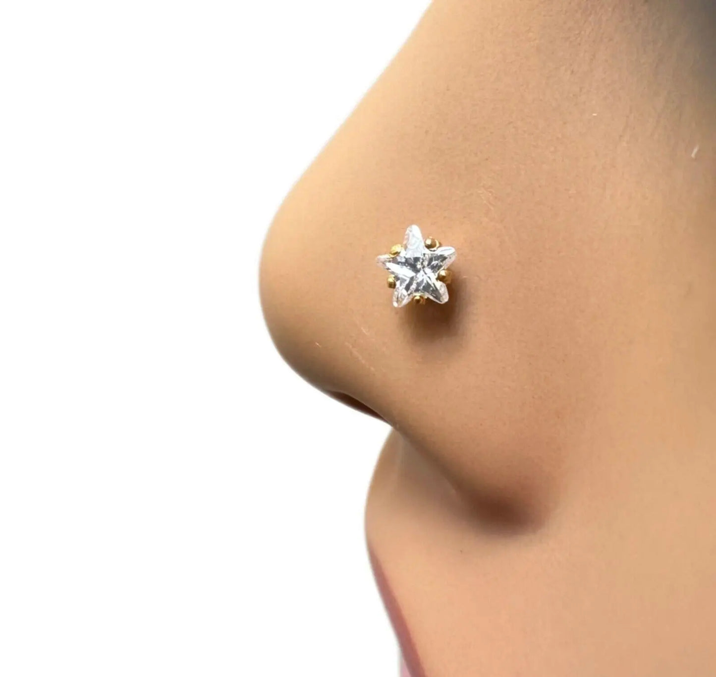 22kt geelgouden neussteek met cubic zirconia schroefsluiting (3MM-4,5MM)