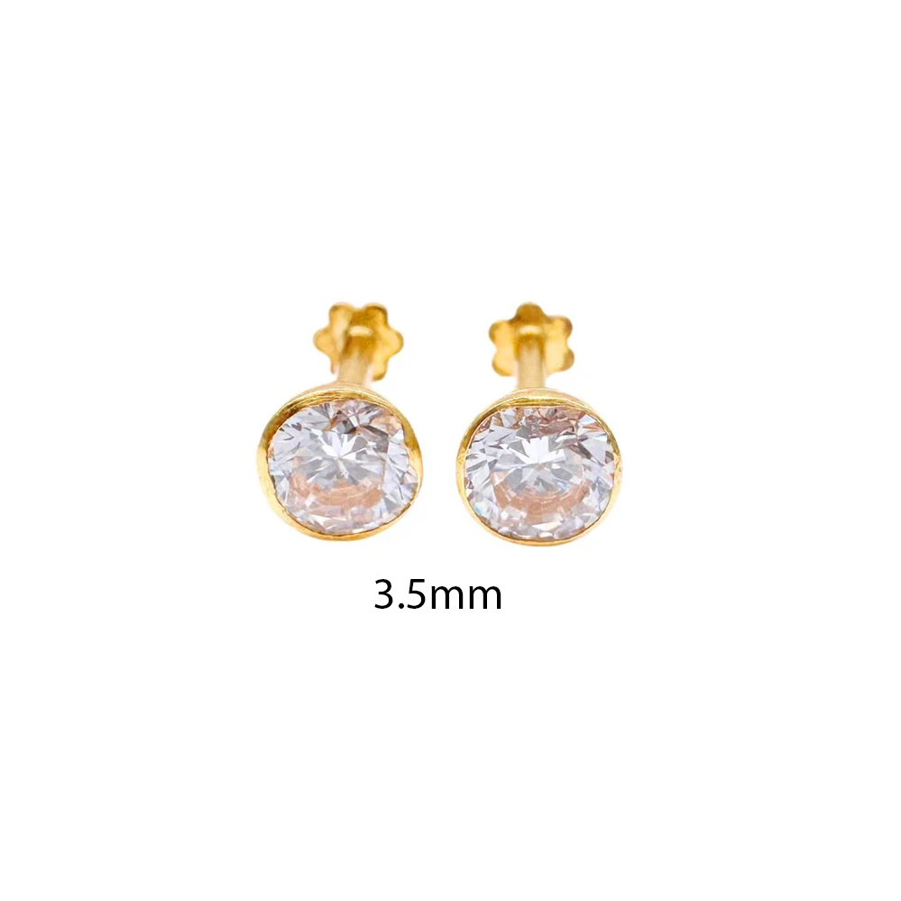 Boucles d'oreilles clous pour enfants en or jaune 22 carats serti clos rond 2,5-4,5 mm
