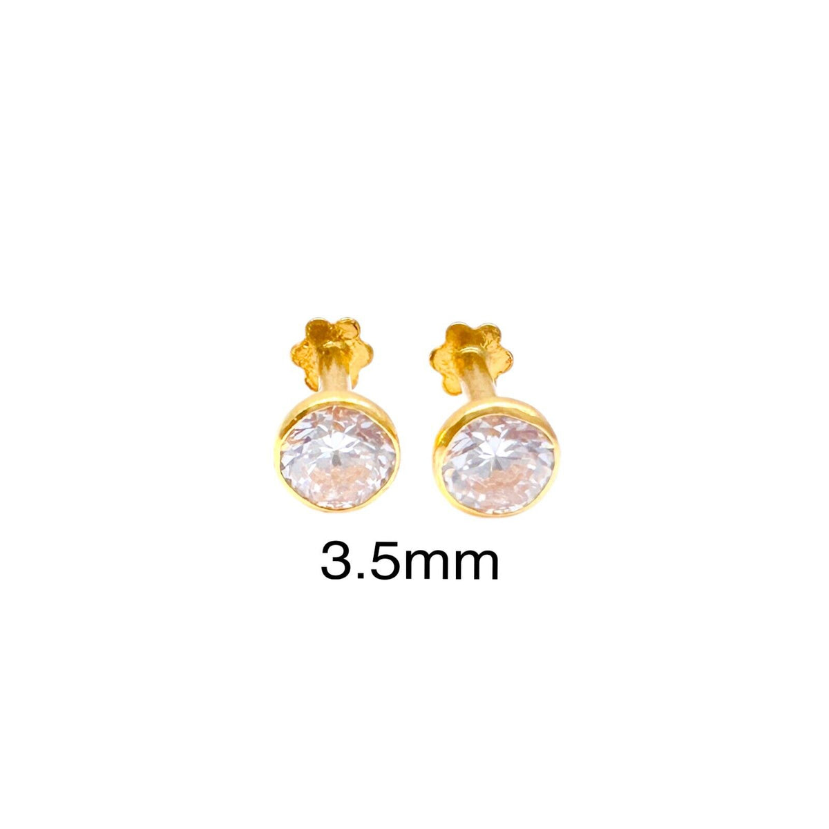 Boucles d'oreilles clous pour enfants en or jaune 22 carats serti clos rond 2,5-4,5 mm
