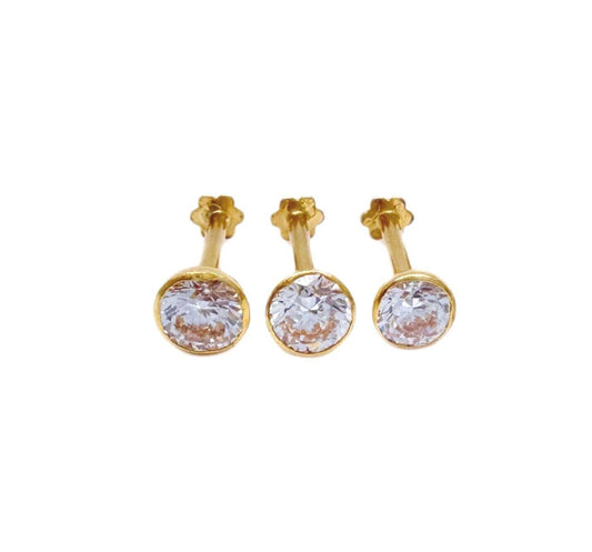 Clous de nez/bijoux de nez à vis en or jaune 22 carats et oxyde de zirconium (3,5MM-4,5MM)