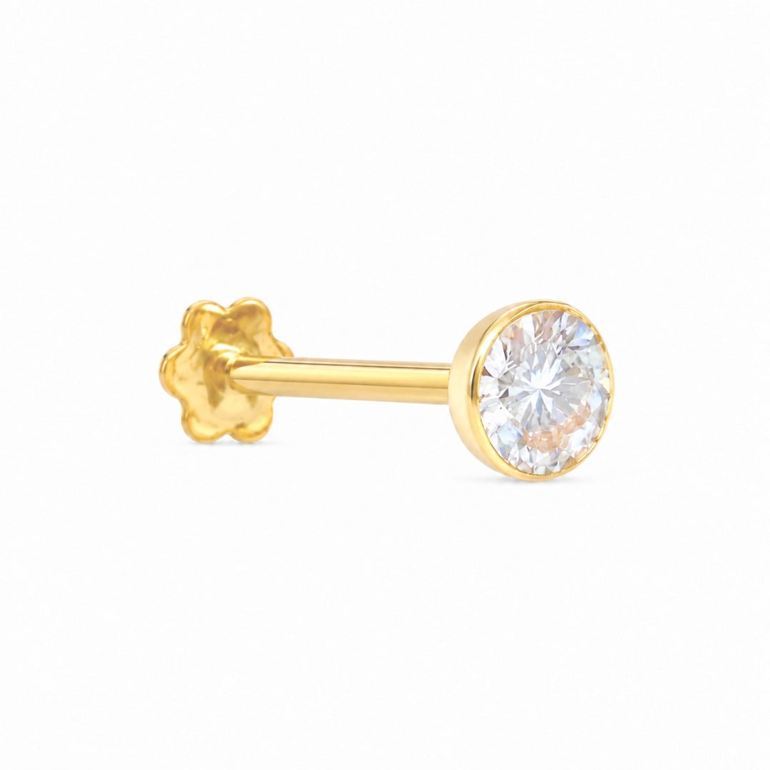 Clous de nez/bijoux de nez à vis en or jaune 22 carats et oxyde de zirconium (3,5MM-4,5MM)