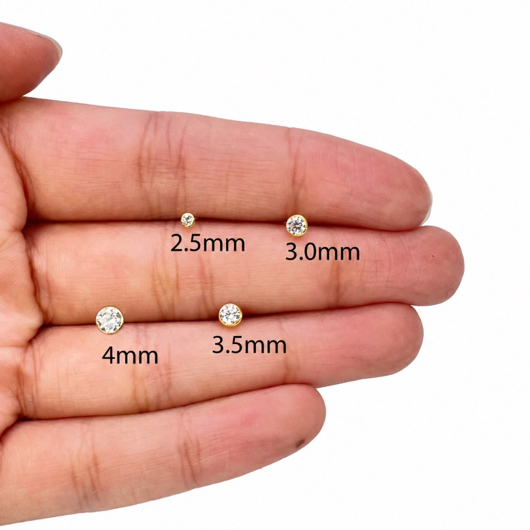 Clous de nez/bijoux de nez à vis en or jaune 22 carats et oxyde de zirconium (3,5MM-4,5MM)