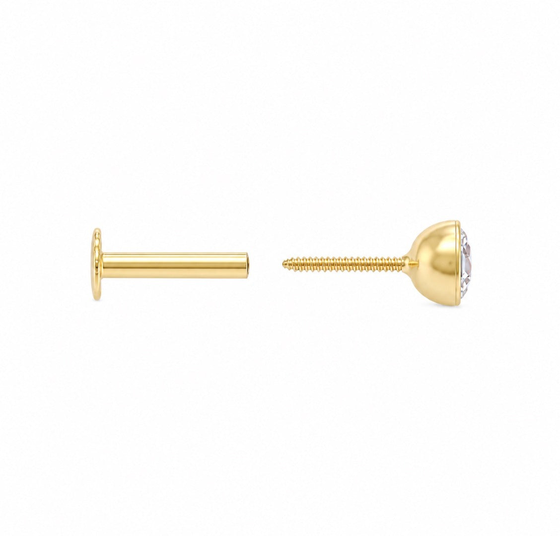 Clous de nez/bijoux de nez à vis en or jaune 22 carats et oxyde de zirconium (3,5MM-4,5MM)