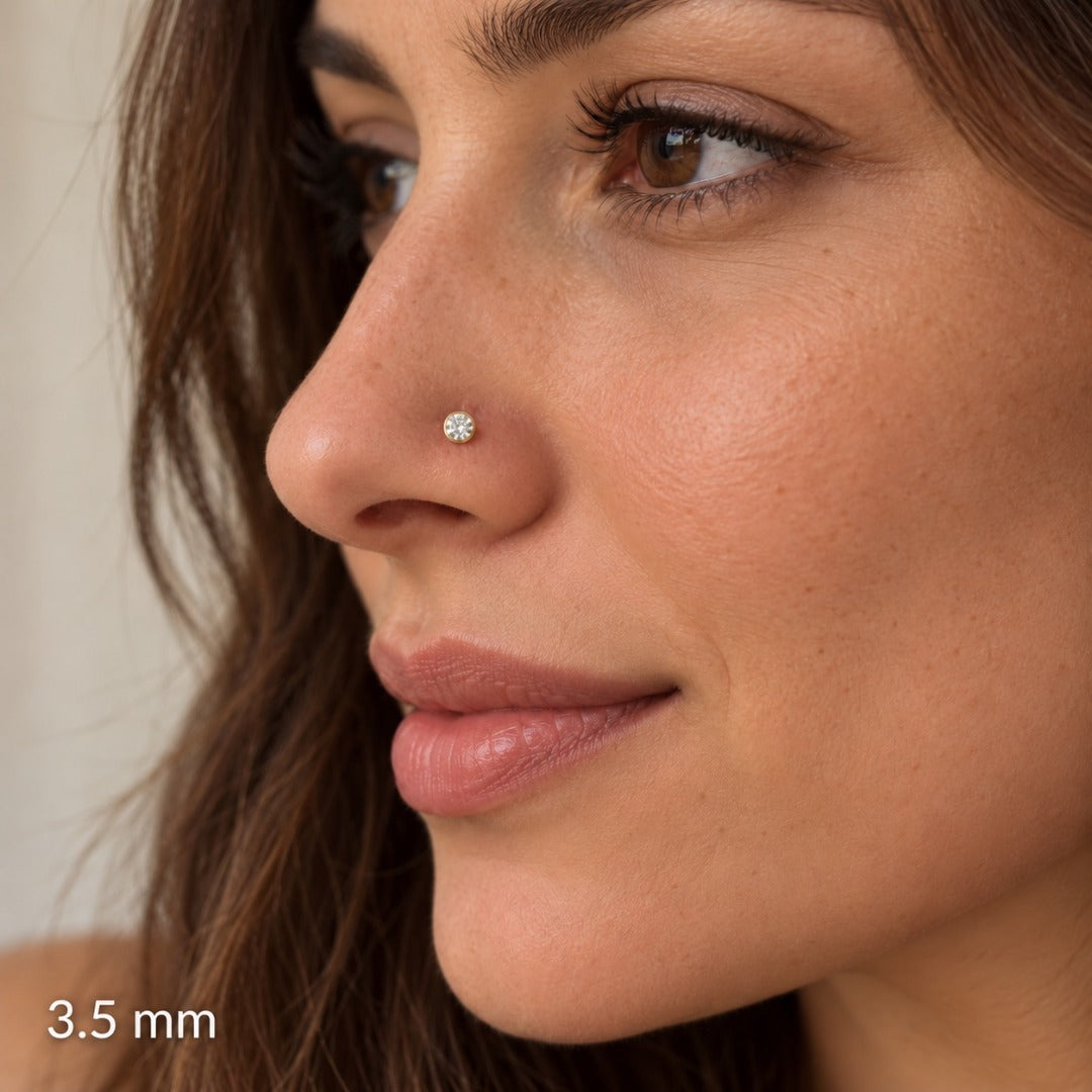 Clous de nez/bijoux de nez à vis en or jaune 22 carats et oxyde de zirconium (3,5MM-4,5MM)