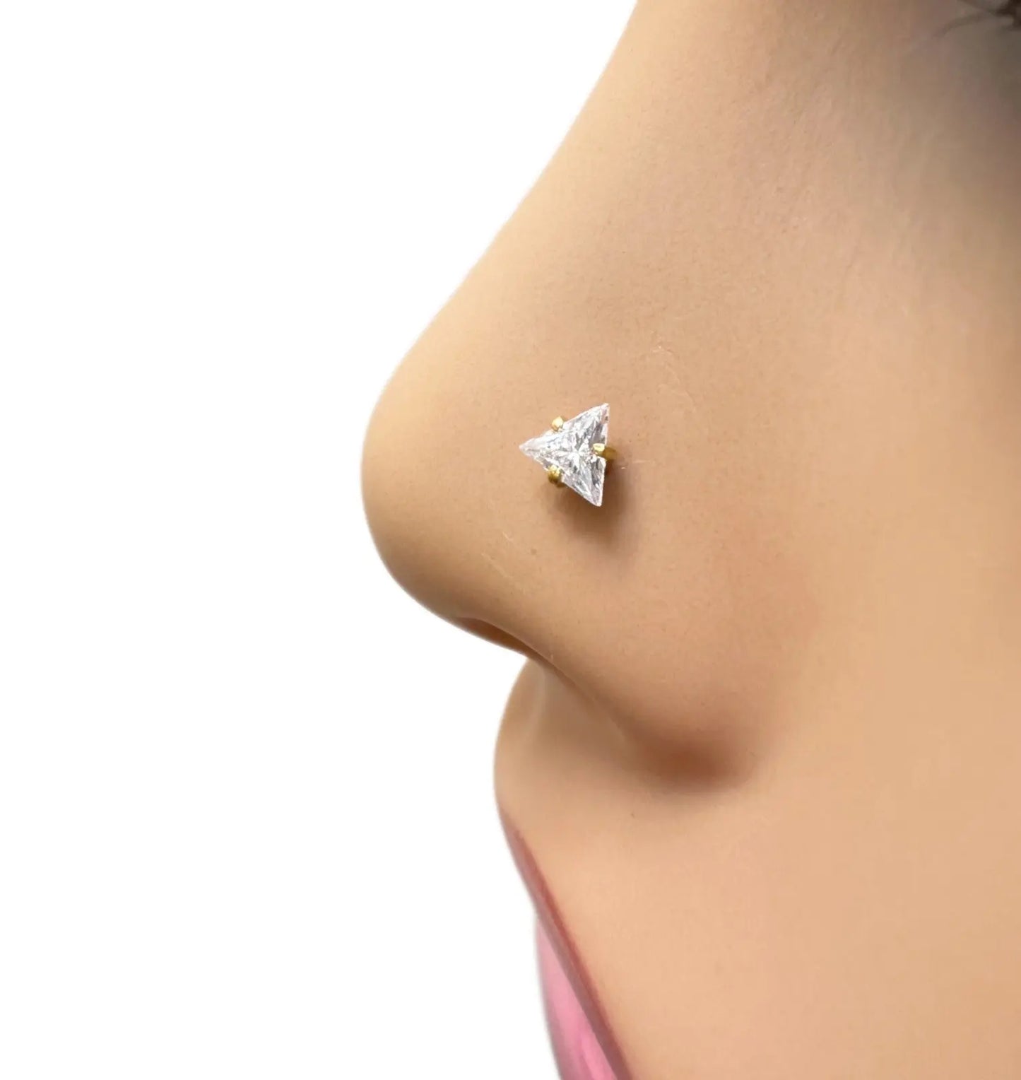 Clous/Épingles de Nez en Or Jaune 22 carats et Zircone Cubique (2,5 mm/3,5 mm/4,0 mm/4,5 mm)