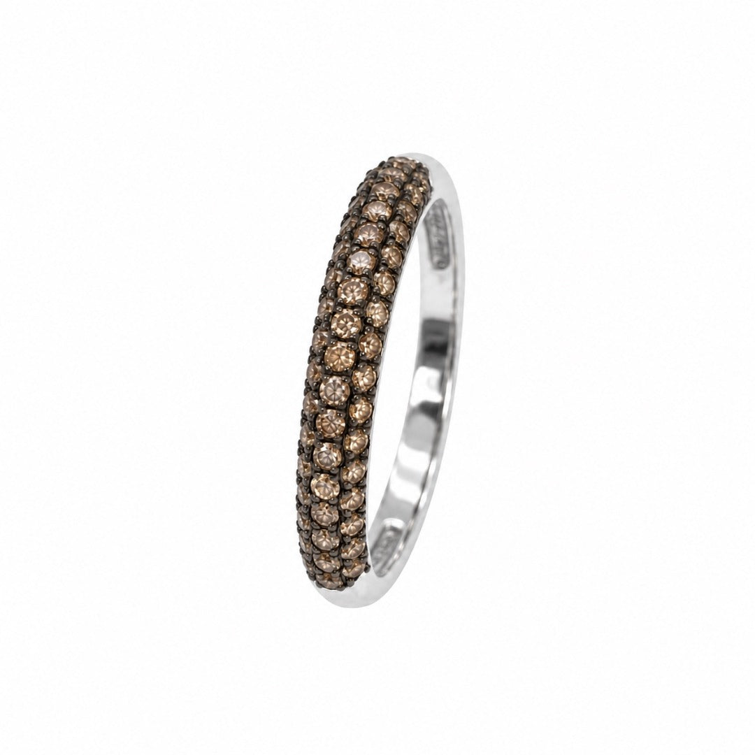 14ct White Gold Natural Champagne Diamond Dome Pav� Ring 0.36ct