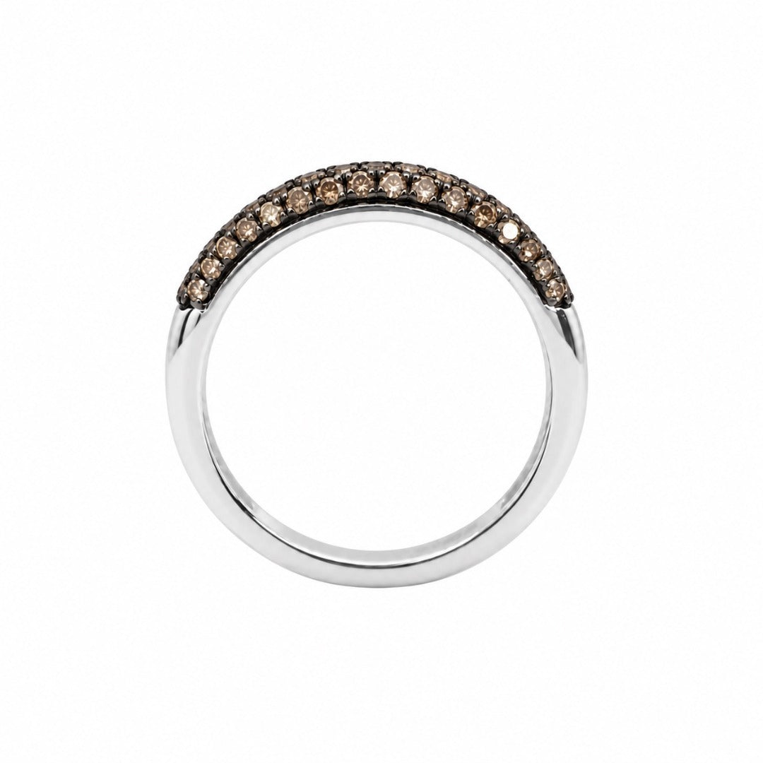 14ct White Gold Natural Champagne Diamond Dome Pav� Ring 0.36ct