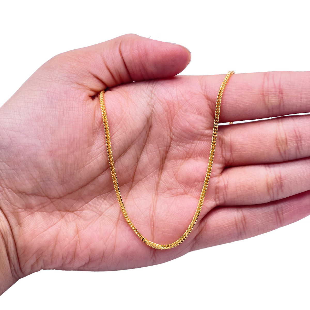 Collier Chaîne Tresse Solide Or Jaune 22 carats 18 pouces 1,6 mm de Largeur