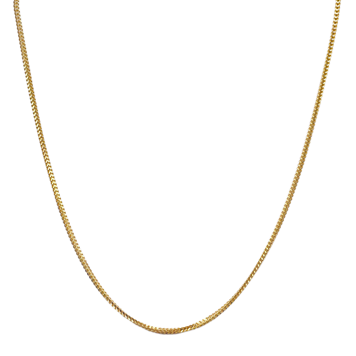 Collier Chaîne Tresse Solide Or Jaune 22 carats 18 pouces 1,6 mm de Largeur