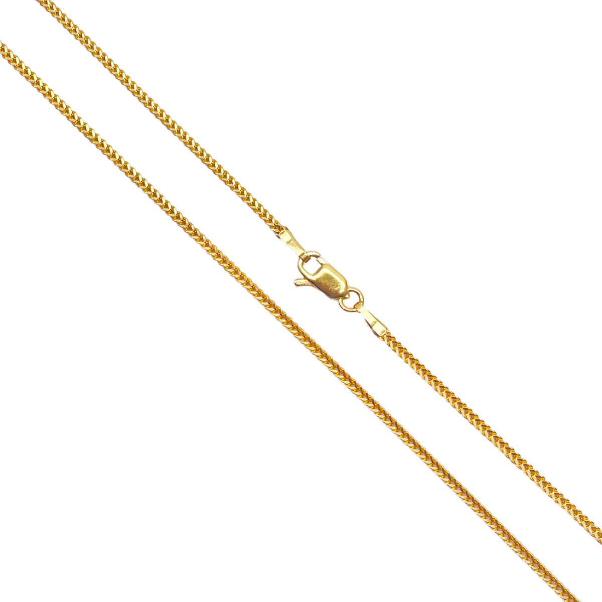 Collier Chaîne Tresse Solide Or Jaune 22 carats 18 pouces 1,6 mm de Largeur