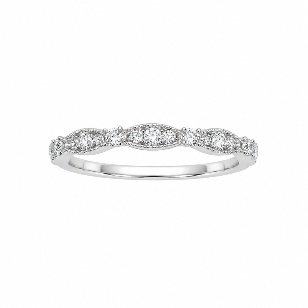 18ct White Gold Natural Diamond Half Eternity Milgrain Ring 0.25ct