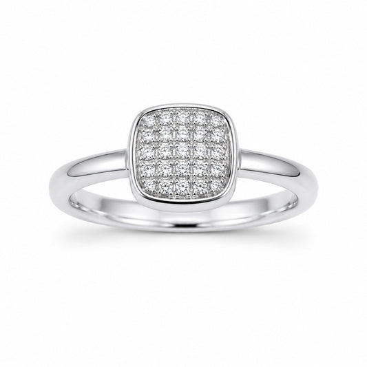 18ct White Gold Elegant Diamond Square Ring 0.15ct
