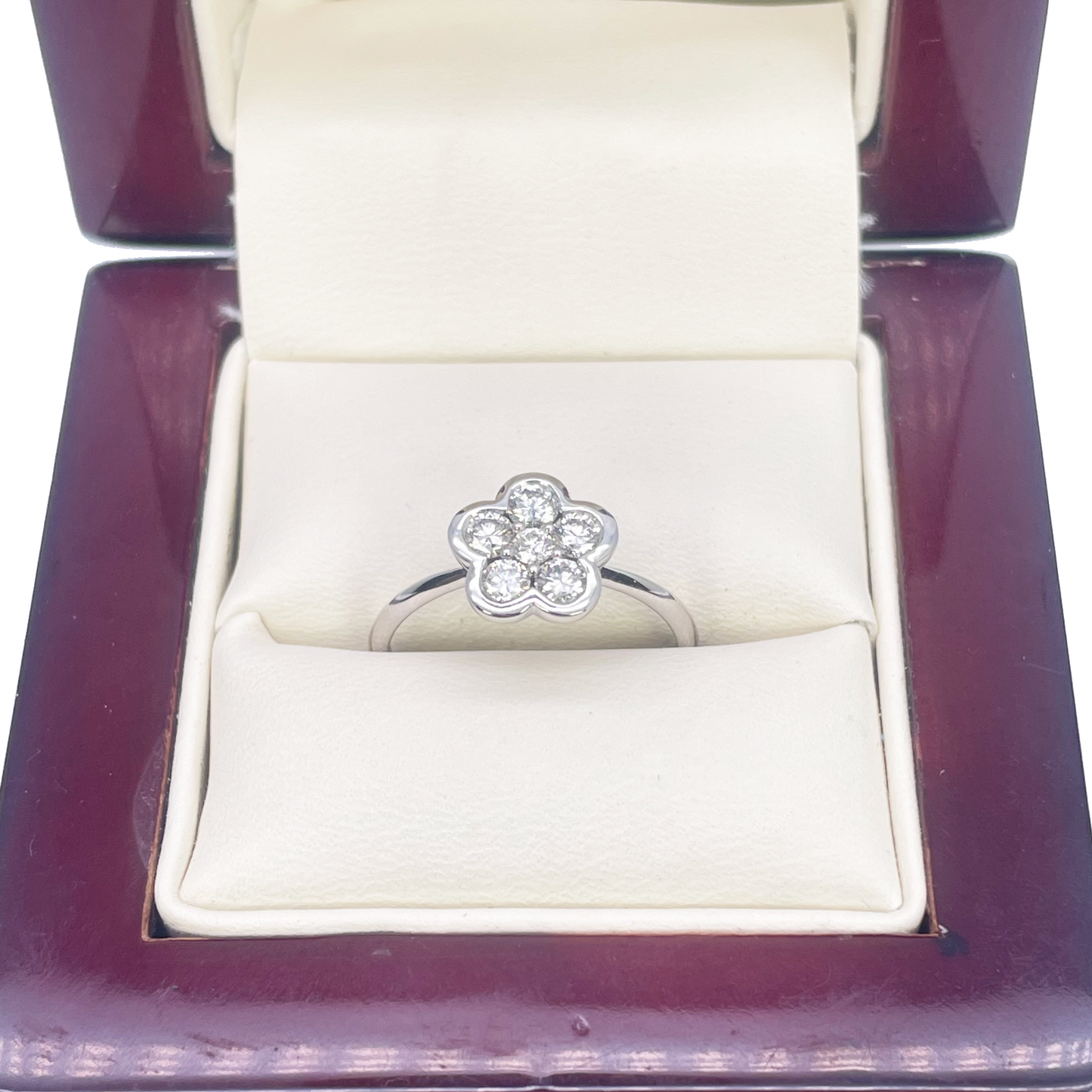 18kt witgouden elegante bloemrijke diamanten ring 0,46ct