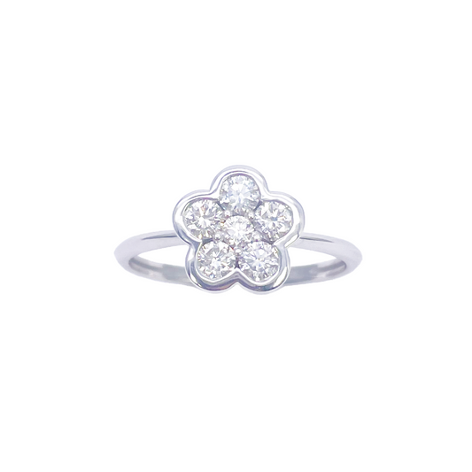 18kt witgouden elegante bloemrijke diamanten ring 0,46ct